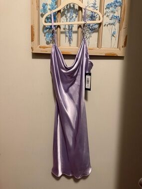 Jump Lavender Satin Cowl Neck Slip Dress